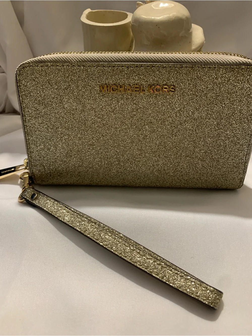 Michael Kors Glitter Gold Wristlet Clutch